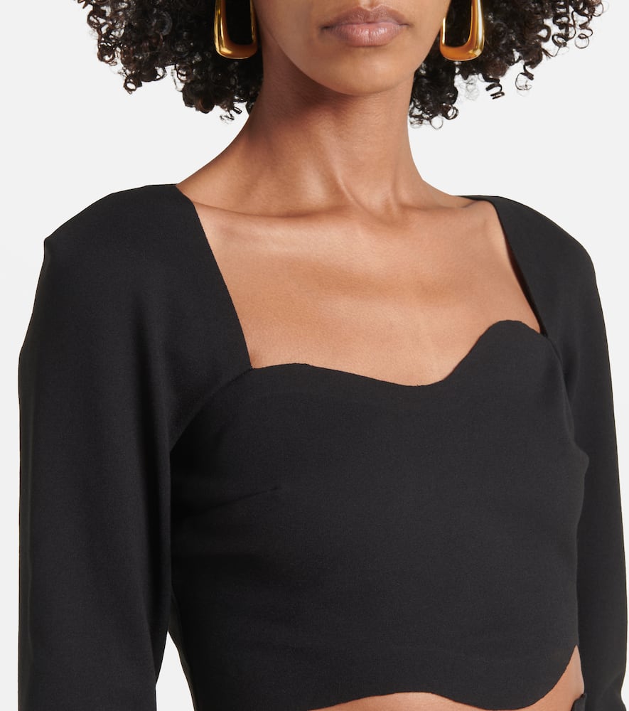 Staud Logo Jersey Crop Top With Dart Detailing In Black