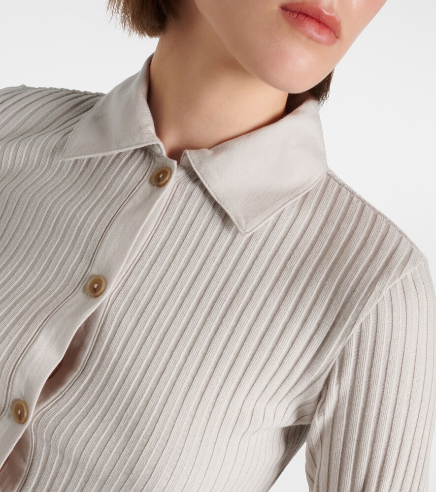  Vince Vince Ribbed-knit Cotton-blend Polo Pullover 