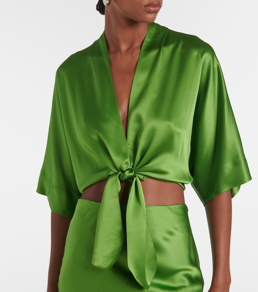  The Sei The Sei Blusa Cropped De Satén De Seda 