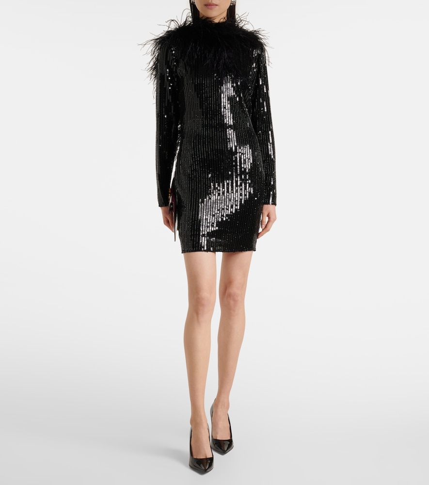 The New Arrivals Ilkyaz Ozel Juises feather-trimmed sequined minidress