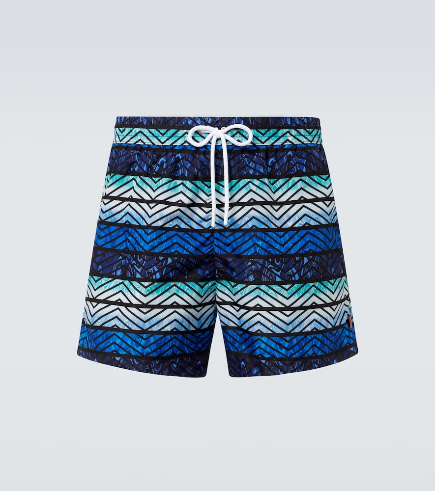 Missoni Zigzag Printed Swim Trunks In Blue