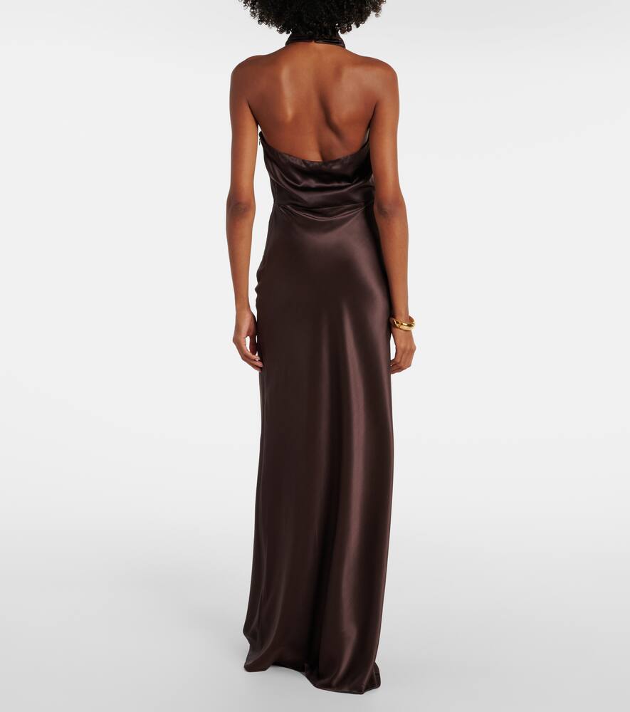 Veronica Beard Alberta Silk-blend Satin Maxi Dress In Brown