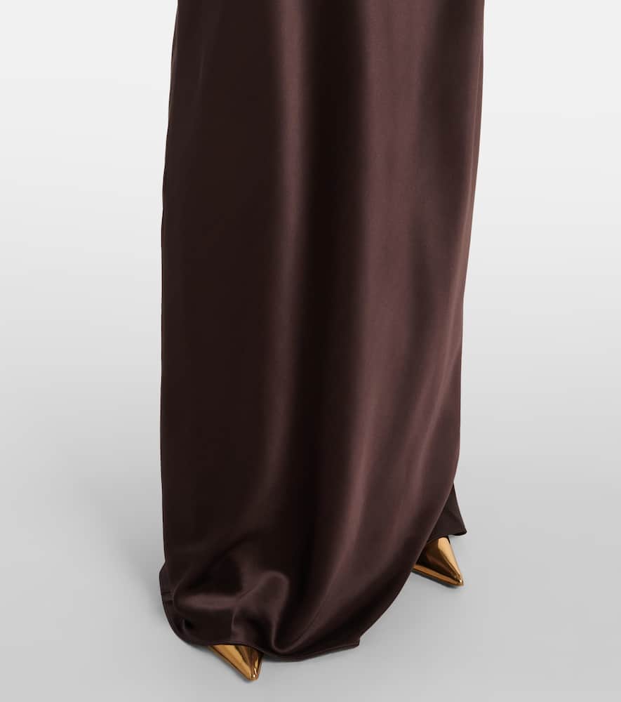 Veronica Beard Alberta Silk-blend Satin Maxi Dress In Brown
