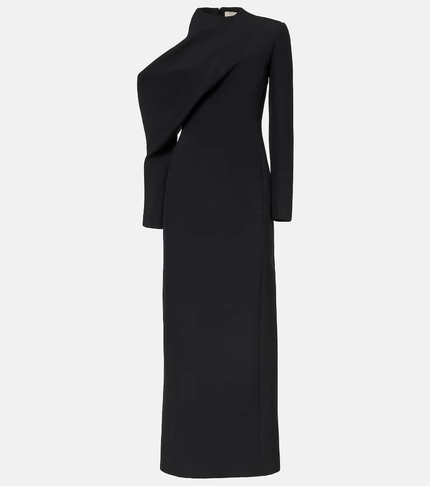 Khaite Trey Off-the-shoulder Woven Maxi Dress In Black