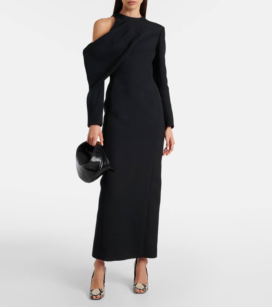 Khaite Trey Off-the-shoulder Woven Maxi Dress In Black