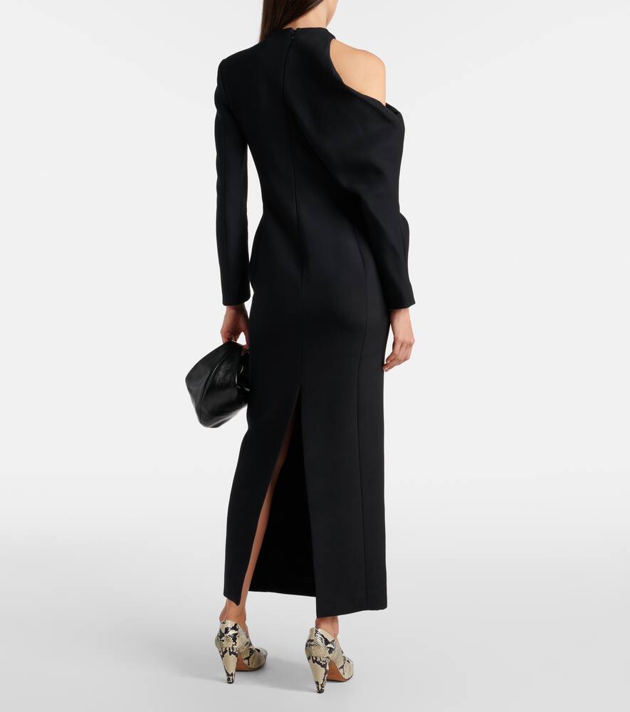Khaite Trey Off-the-shoulder Woven Maxi Dress In Black