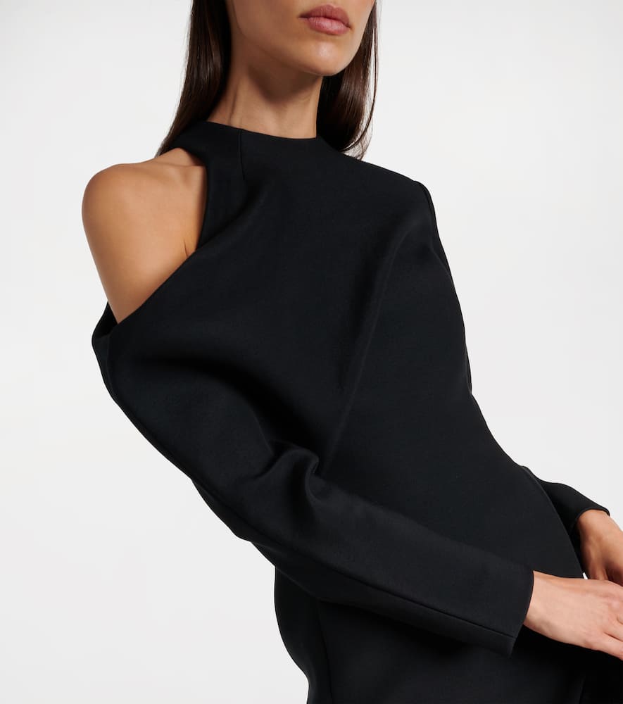 Khaite Trey Off-the-shoulder Woven Maxi Dress In Black