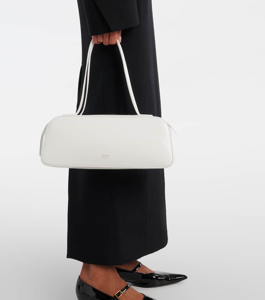 Khaite Simona Crackle Patent Leather Shoulder Bag In White