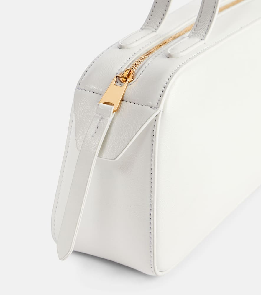 Khaite Simona Crackle Patent Leather Shoulder Bag In White