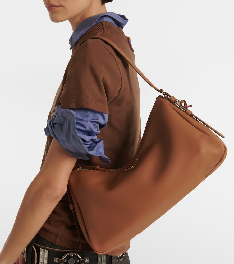 Prada Aimee Medium Leather Shoulder Bag In Braun