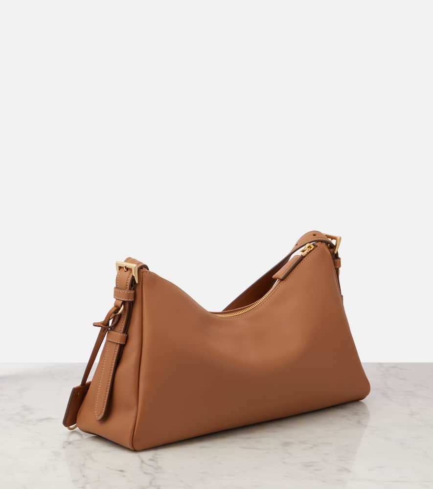 Prada Aimee Medium Leather Shoulder Bag In Braun
