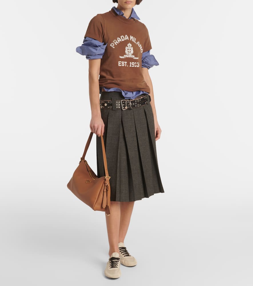 Prada Aimee Medium Leather Shoulder Bag In Braun