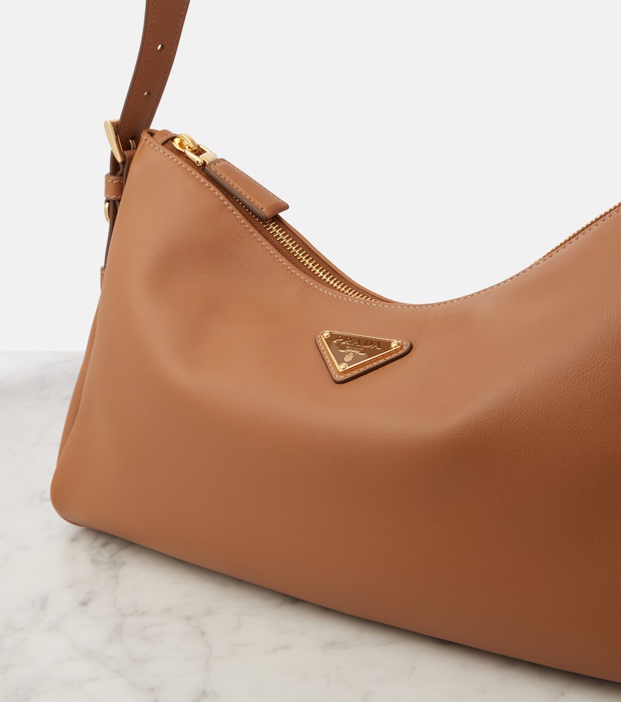 Prada Aimee Medium Leather Shoulder Bag In Braun