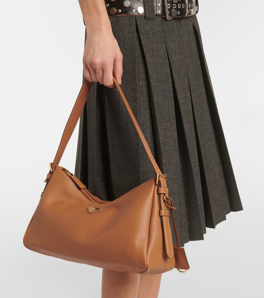 Prada Aimee Medium Leather Shoulder Bag In Braun