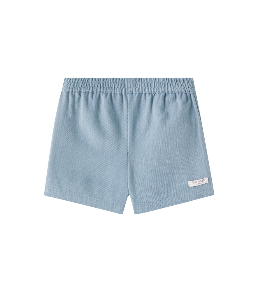 Donsje Baby Cyriel Striped Cotton Jersey Shorts In Steel Blue Striped