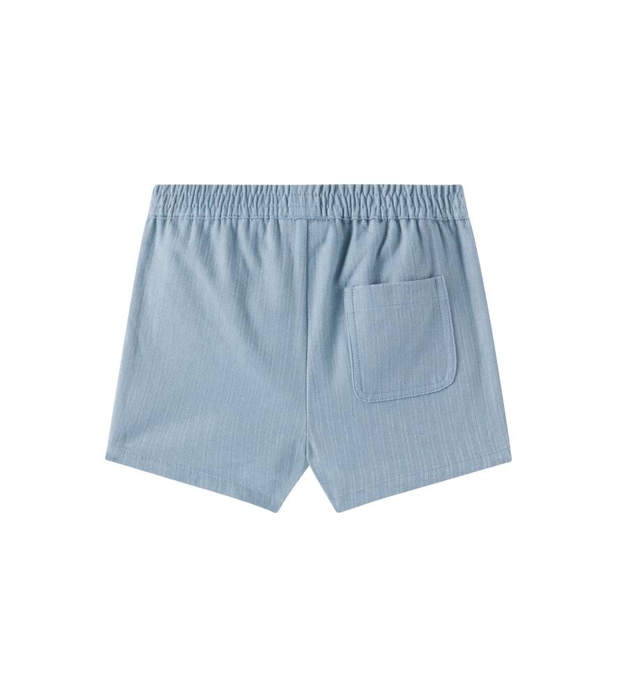 Donsje Baby Cyriel Striped Cotton Jersey Shorts In Steel Blue Striped