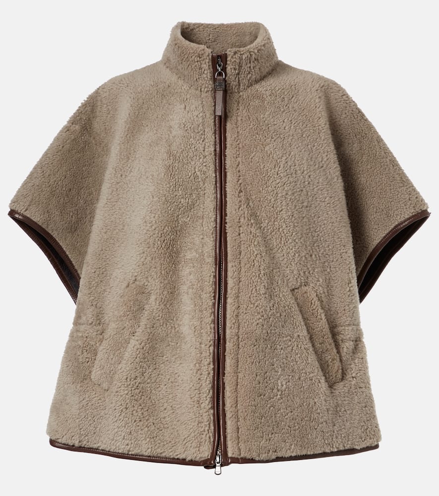 Monili leather-trimmed shearling jacket
