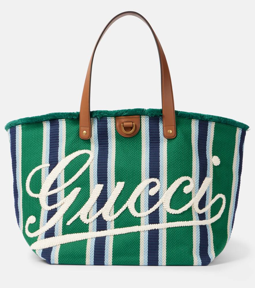 Gucci Large logo embroidered canvas tote bag