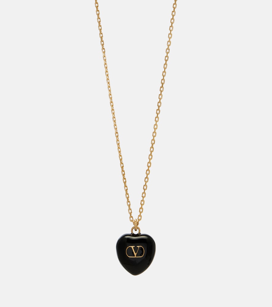 Valentino Women's Black Cour Royal Vlogo Enamel Pendant Necklace - Mytheresa