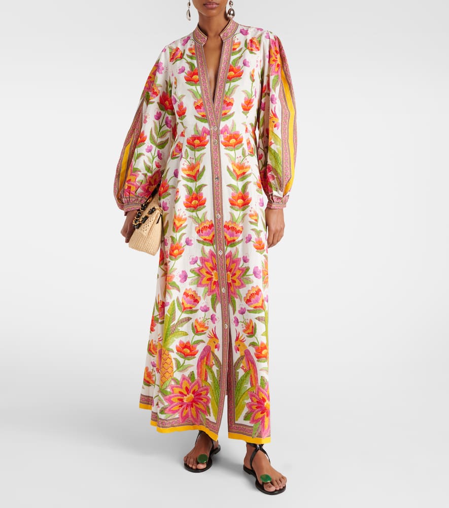 Farm Rio Ararais Linen-blend Maxi Dress