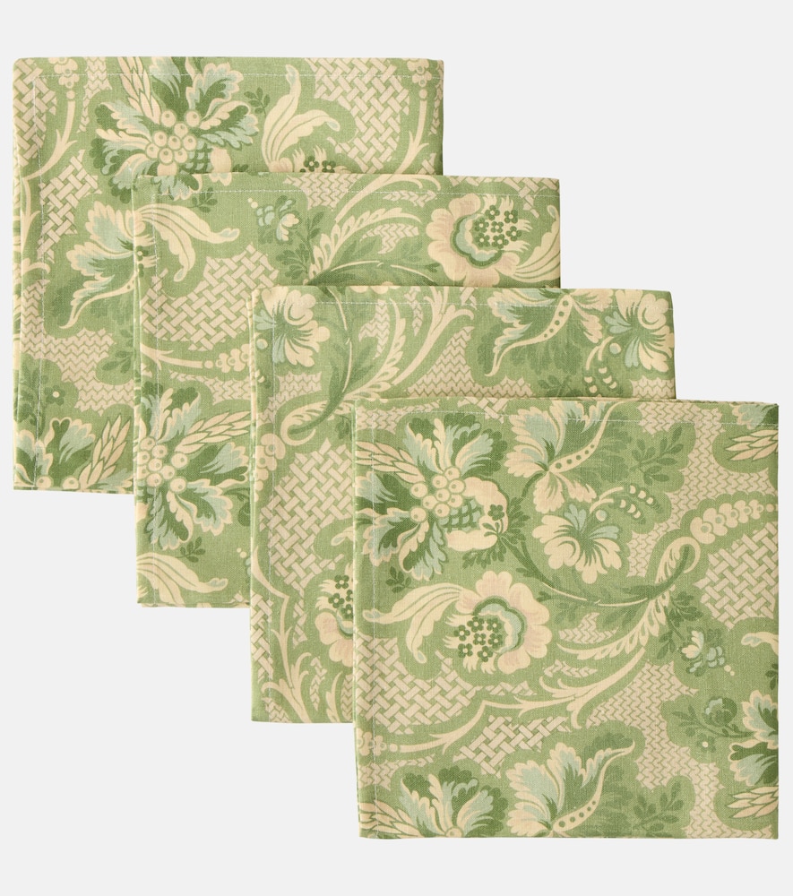 Iris set of 4 floral printed linen napkins