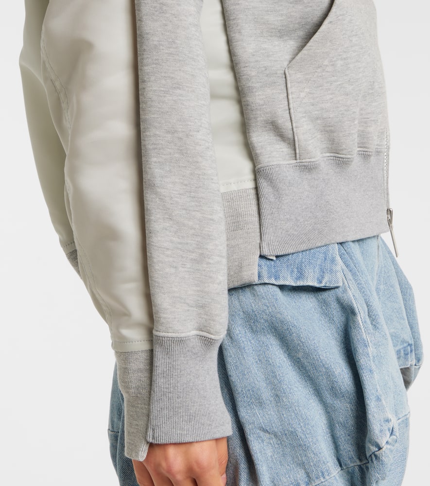 Sacai Gray Sponge Sweat X Nylon Twill Hoodie In Gray