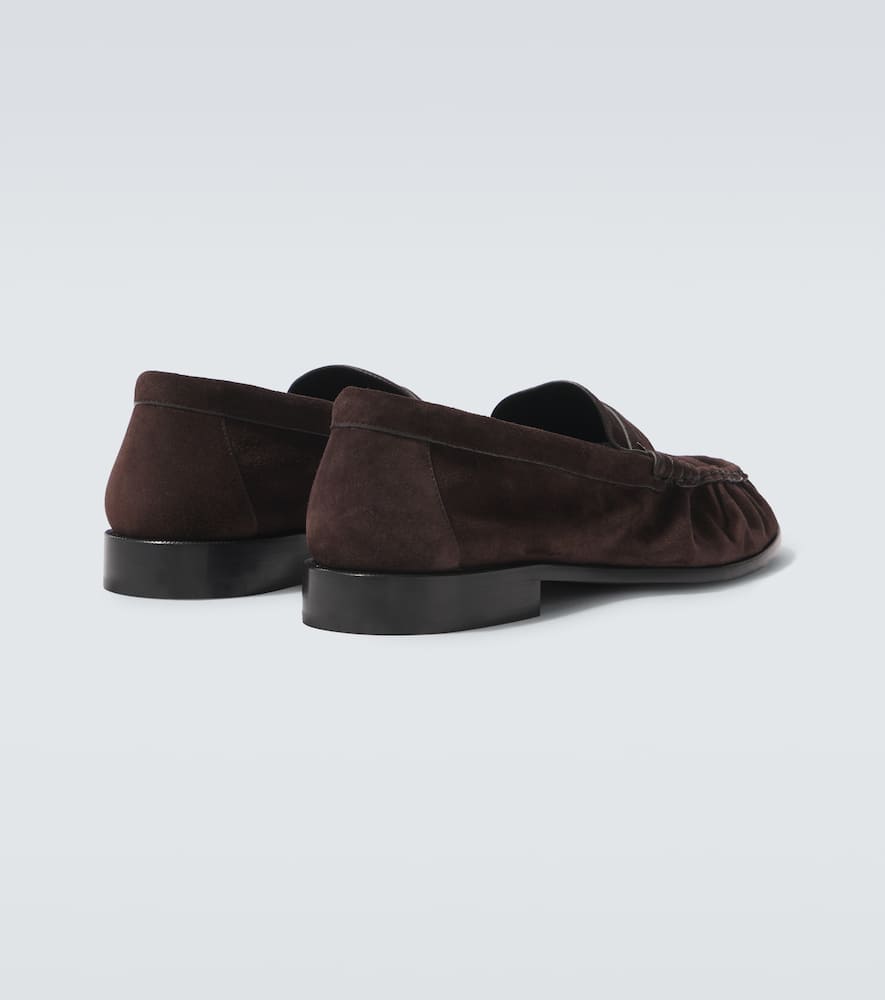 Saint Laurent Le Loafer Suede Penny Loafers In Brown