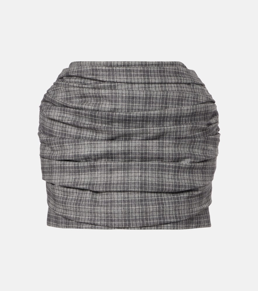 Checked wool and cashmere miniskirt