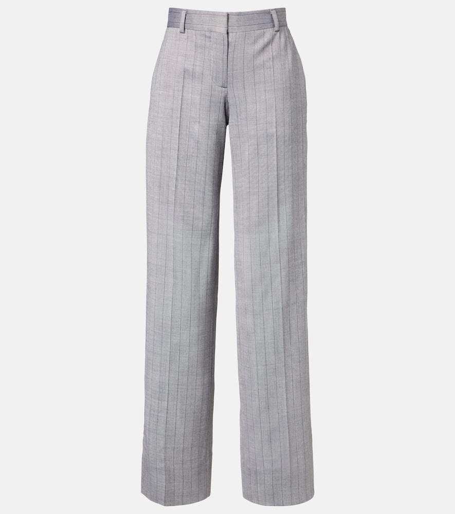 Stella Mccartney Striped Wool Wide-leg Pants In Gray