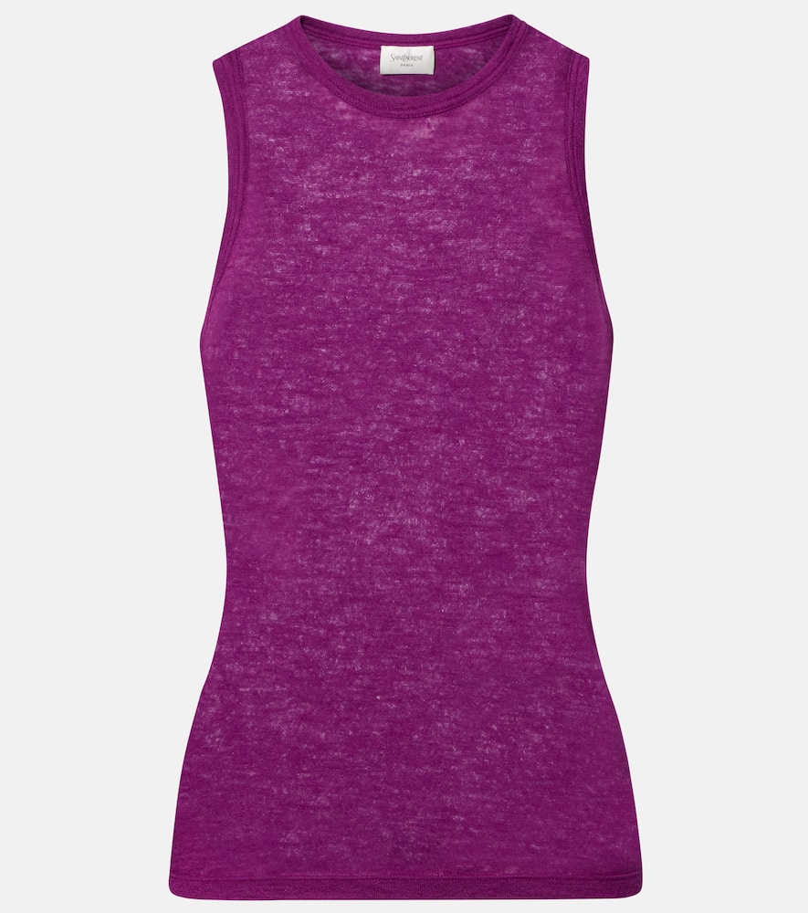 Saint Laurent Cashmere And Silk Tank Top In Blue
