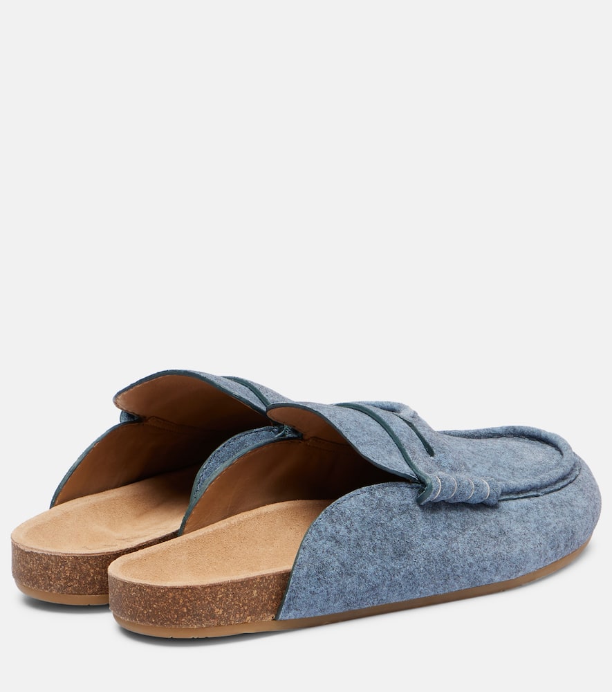Jw Anderson Suede Stitch Loafer Mules In Blue