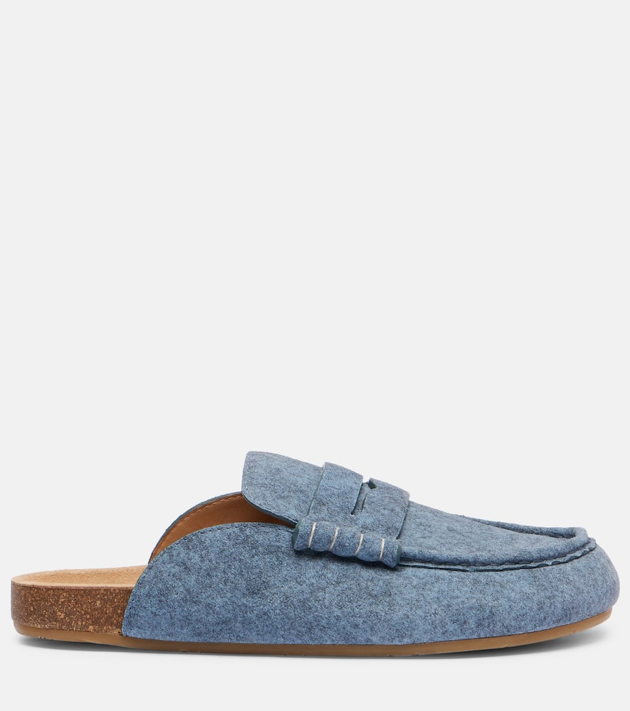 Jw Anderson Suede Stitch Loafer Mules In Blue