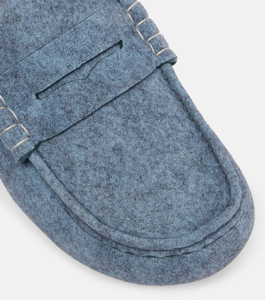 Jw Anderson Suede Stitch Loafer Mules In Blue