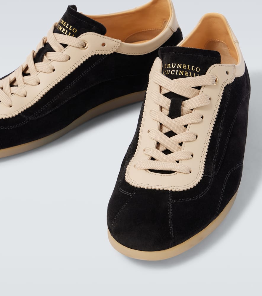 Brunello Cucinelli Suede Panelled Sneakers In Black