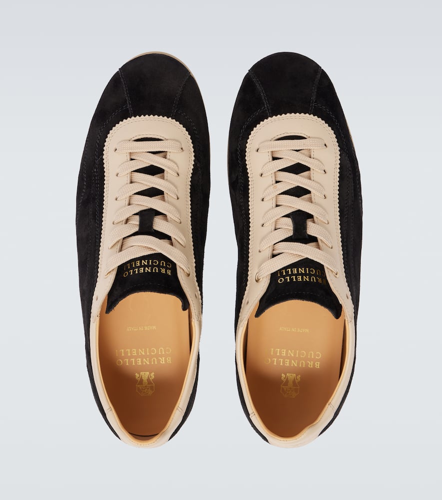 Brunello Cucinelli Suede Panelled Sneakers In Black