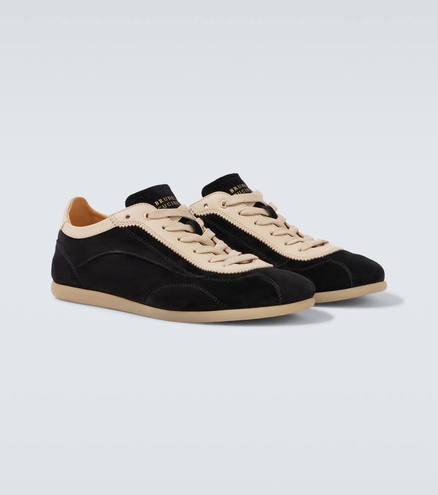Brunello Cucinelli Suede Panelled Sneakers In Black