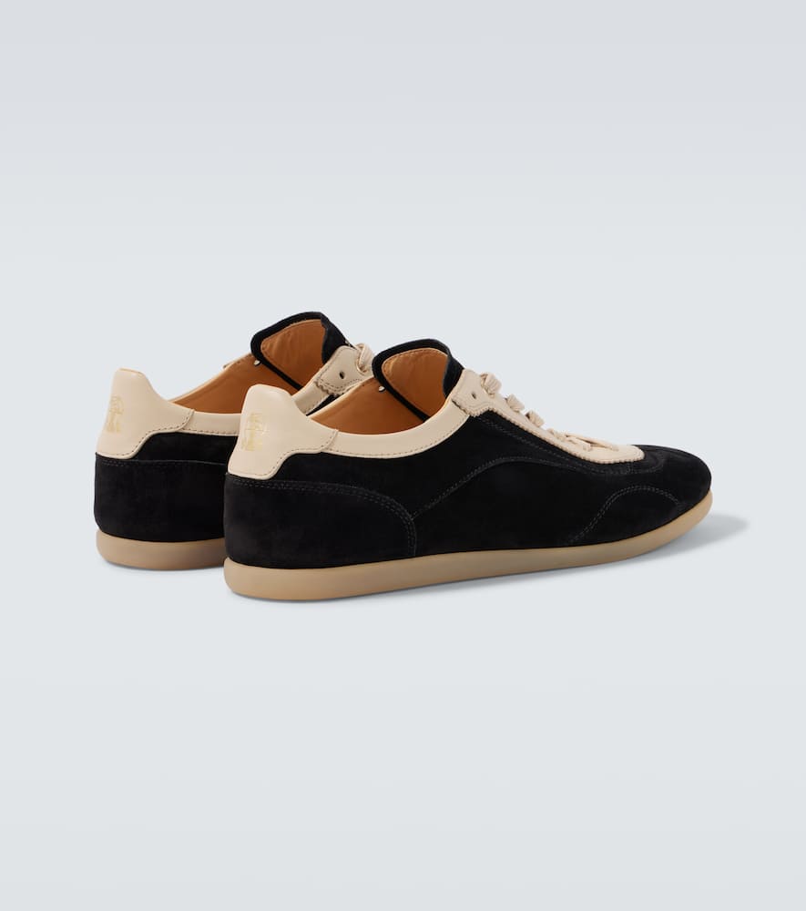 Brunello Cucinelli Suede Panelled Sneakers In Black