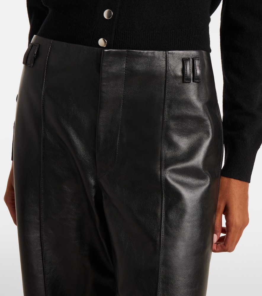 Isabel Marant Ciara High-rise Leather Wide-leg Pants In Black
