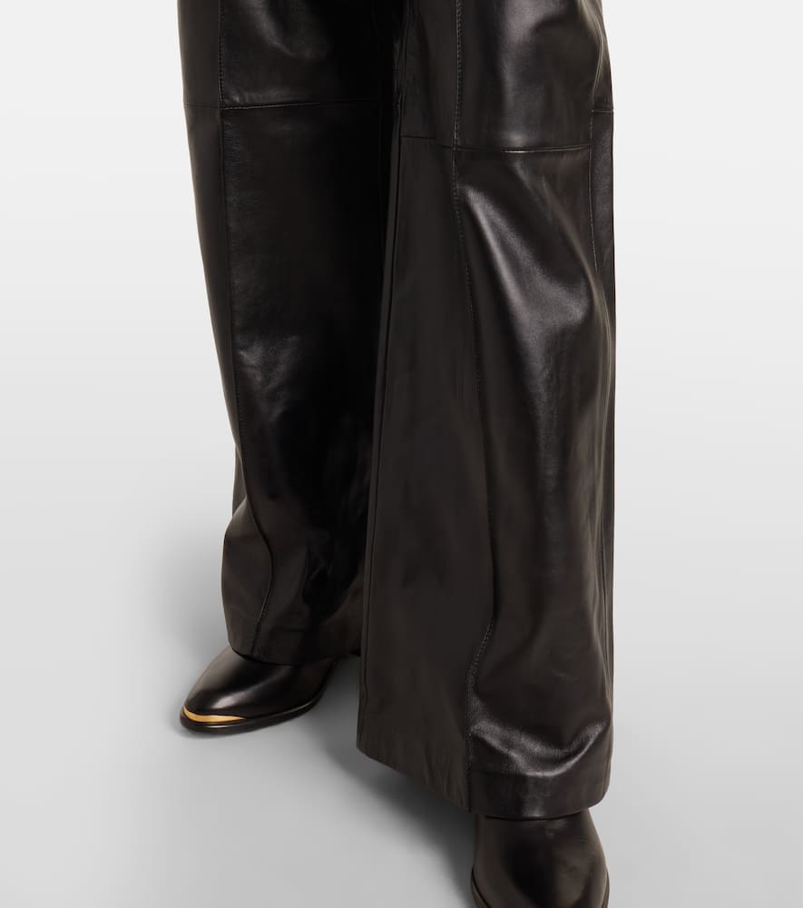 Isabel Marant Ciara High-rise Leather Wide-leg Pants In Black