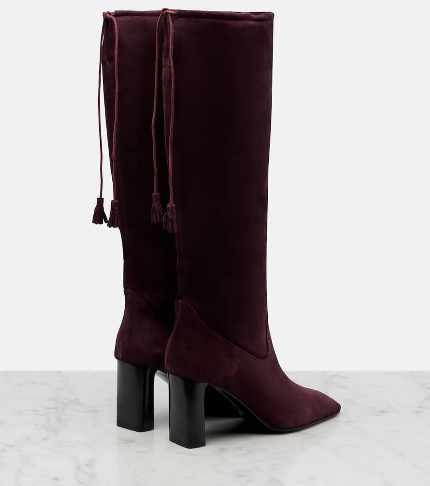 Max Mara 75 Suede Knee-high Boots In Burgundy