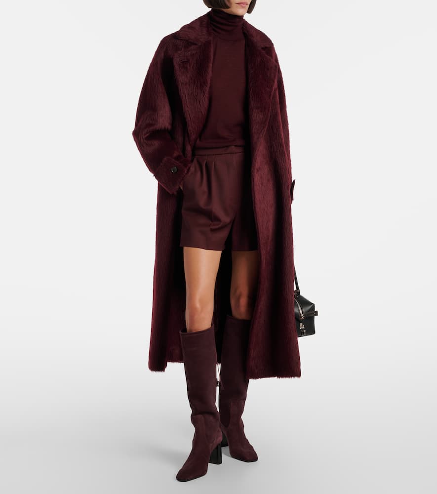 Max Mara 75 Suede Knee-high Boots In Burgundy