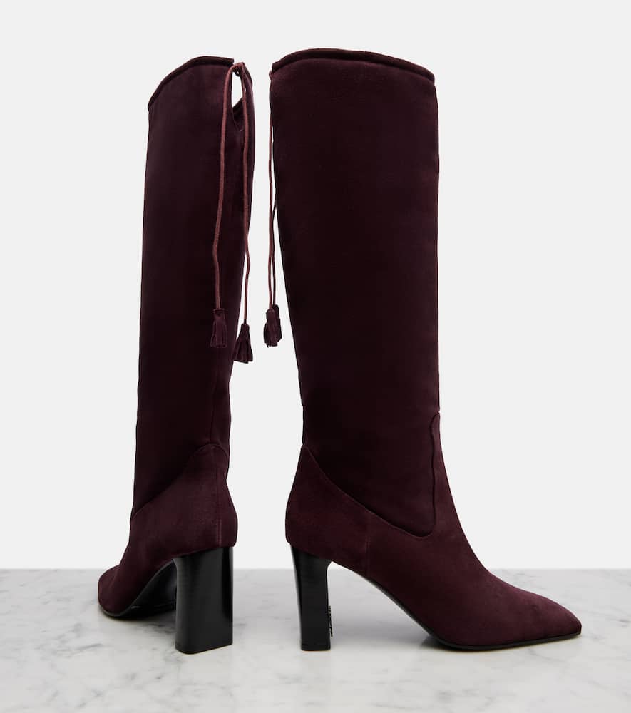 Max Mara 75 Suede Knee-high Boots In Burgundy