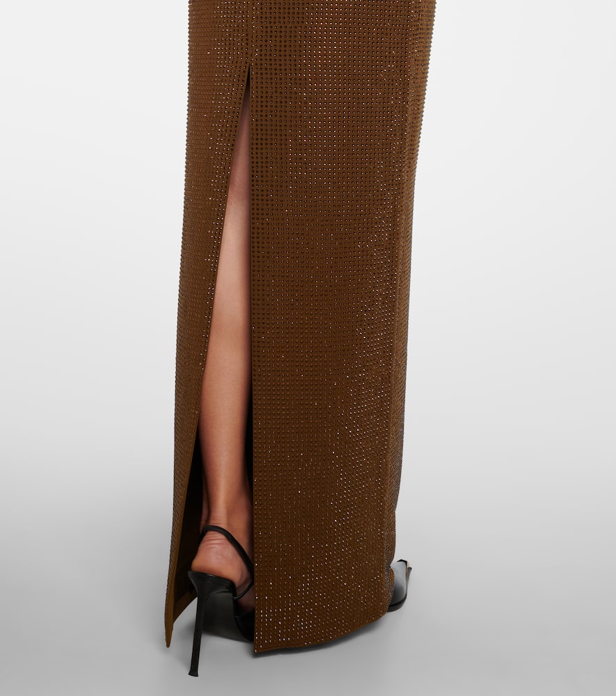 Roland Mouret Embellished Strapless Gown In Brown
