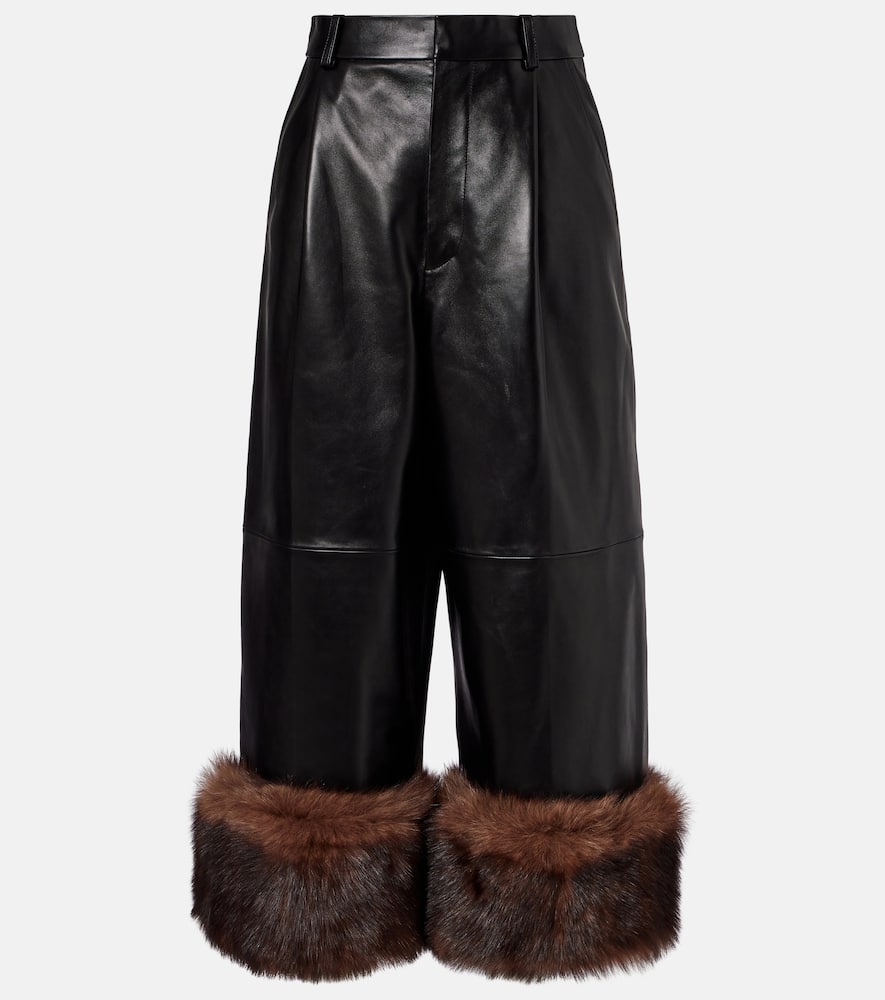 Loewe Leather Wide-leg Pants In Black