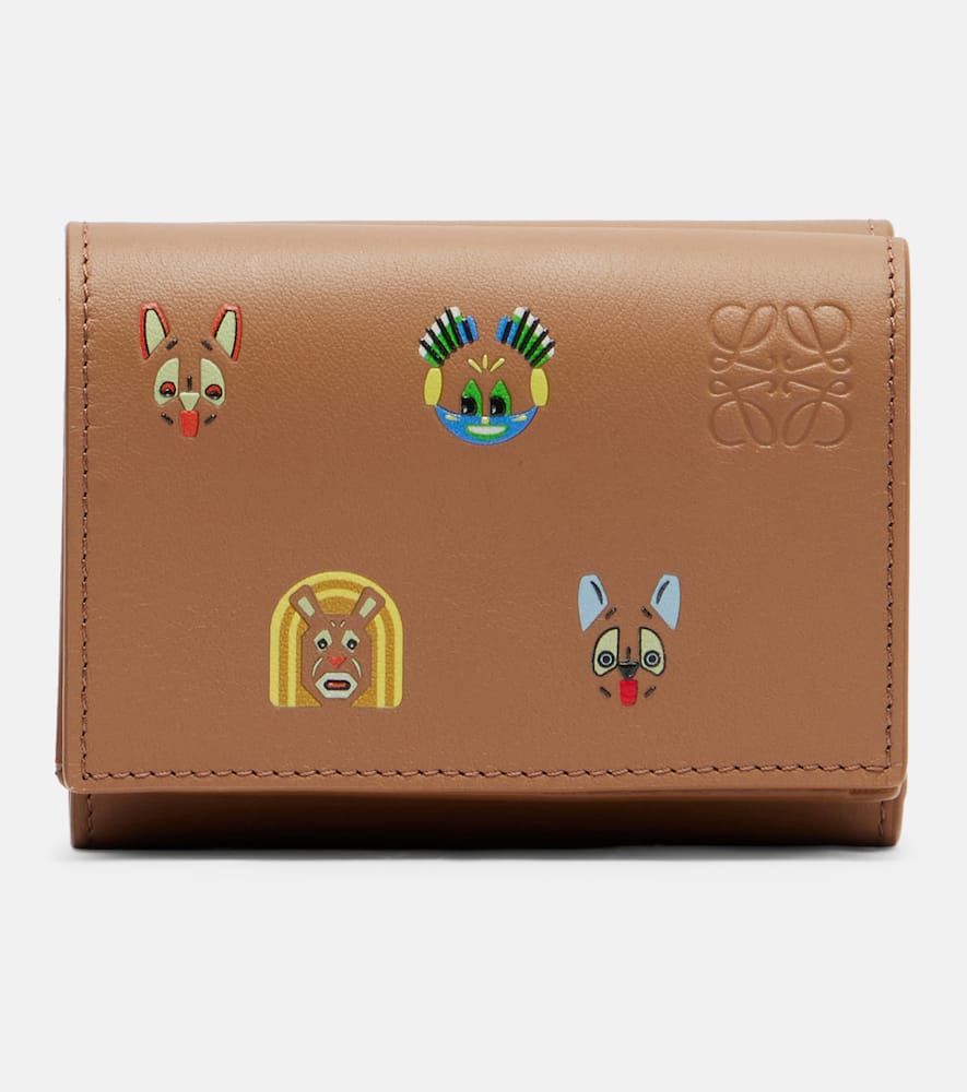 Loewe X Louis Wain Cats Leather Wallet In Brown