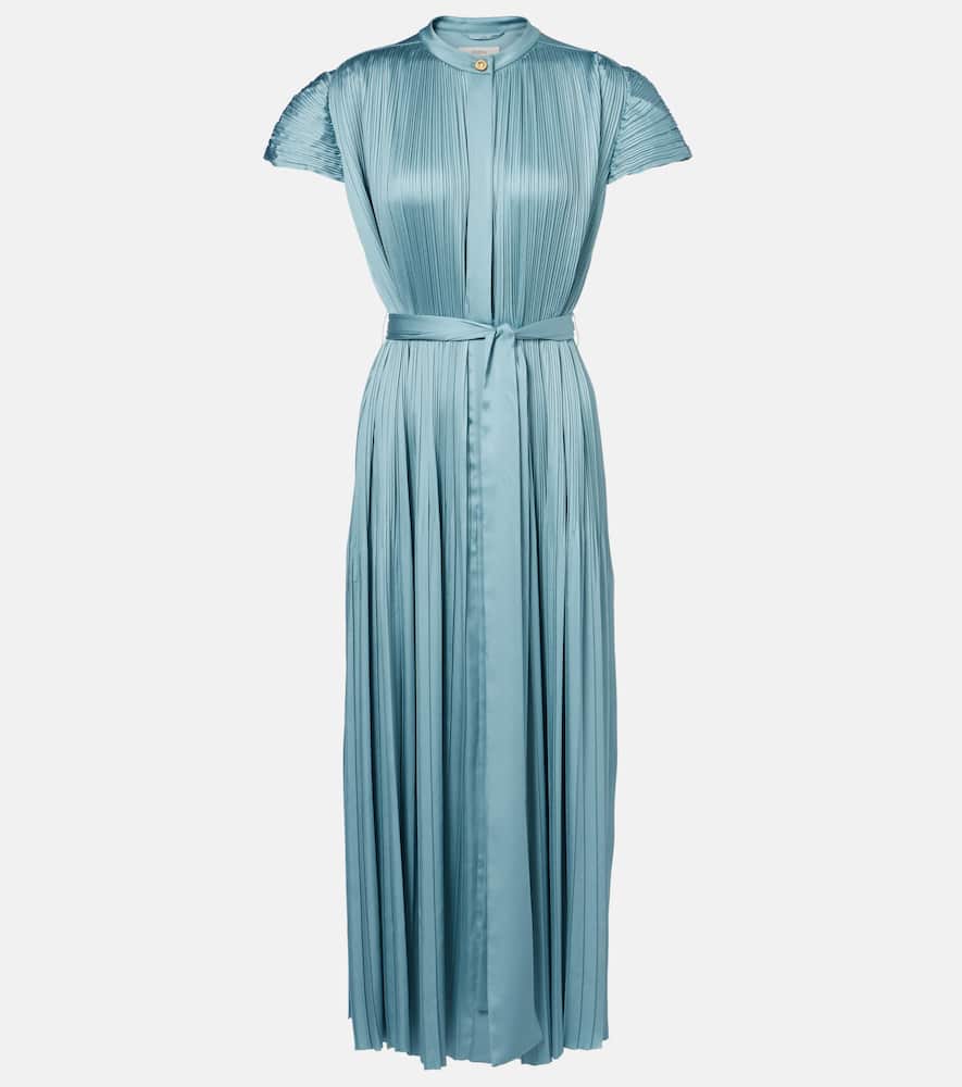 Joseph Phare Plissé Satin Midi Dress In Blue