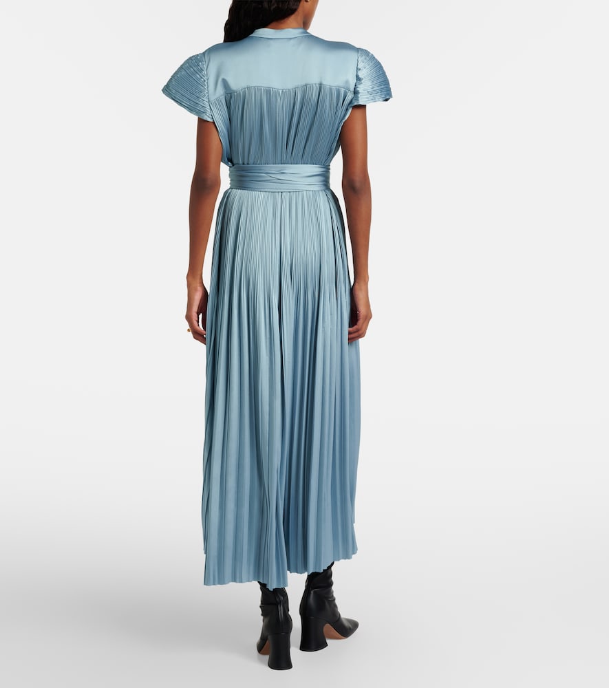 Phare Plissé Satin Midi Dress