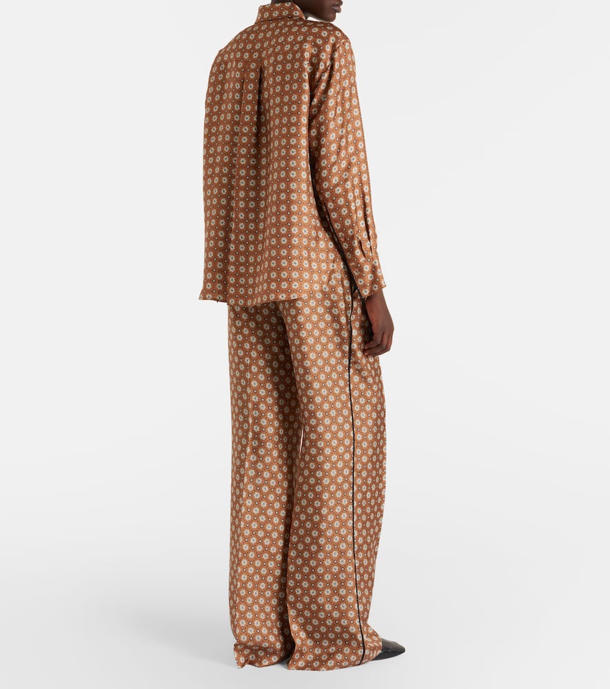 Dorothee Schumacher Graphic Dreams Printed Silk Twill Palazzo Pants In Brown