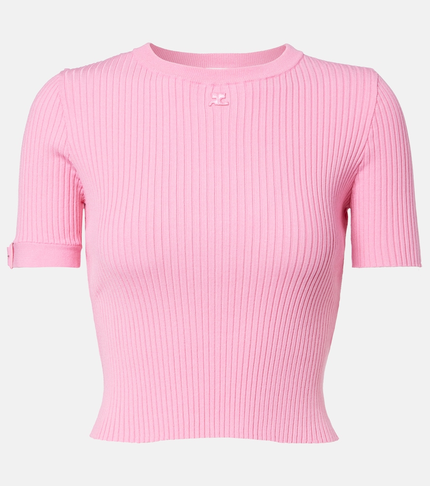 Courreges Courrèges Logo ribbed-knit crop top