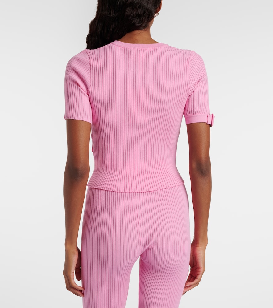 Courrèges Logo Ribbed-Knit Crop Top